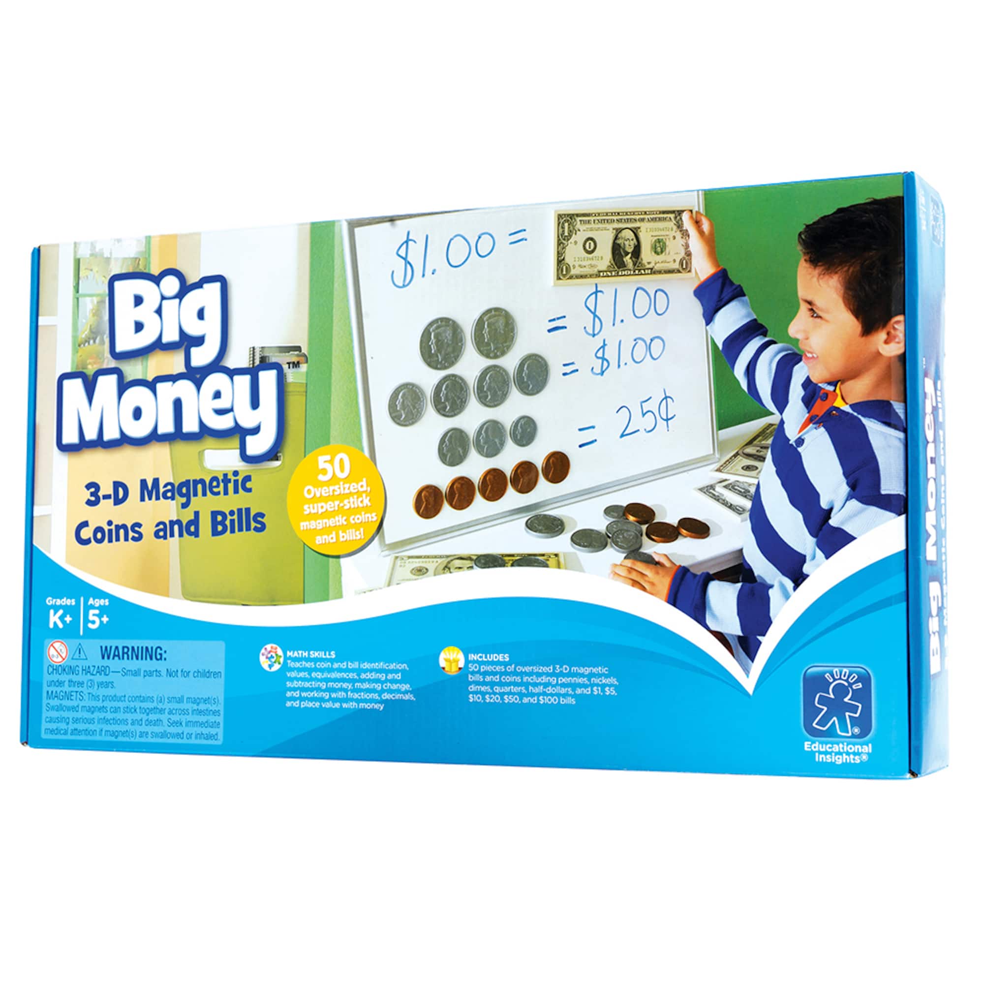Educational Insights Big Money 3-D Magnetic Coins & Bills
